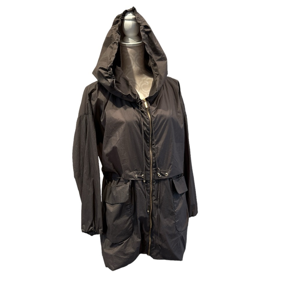 Moncler Drawstring Waist Technical Windbreaker Jacket Medium Brown Gold Hoodie
